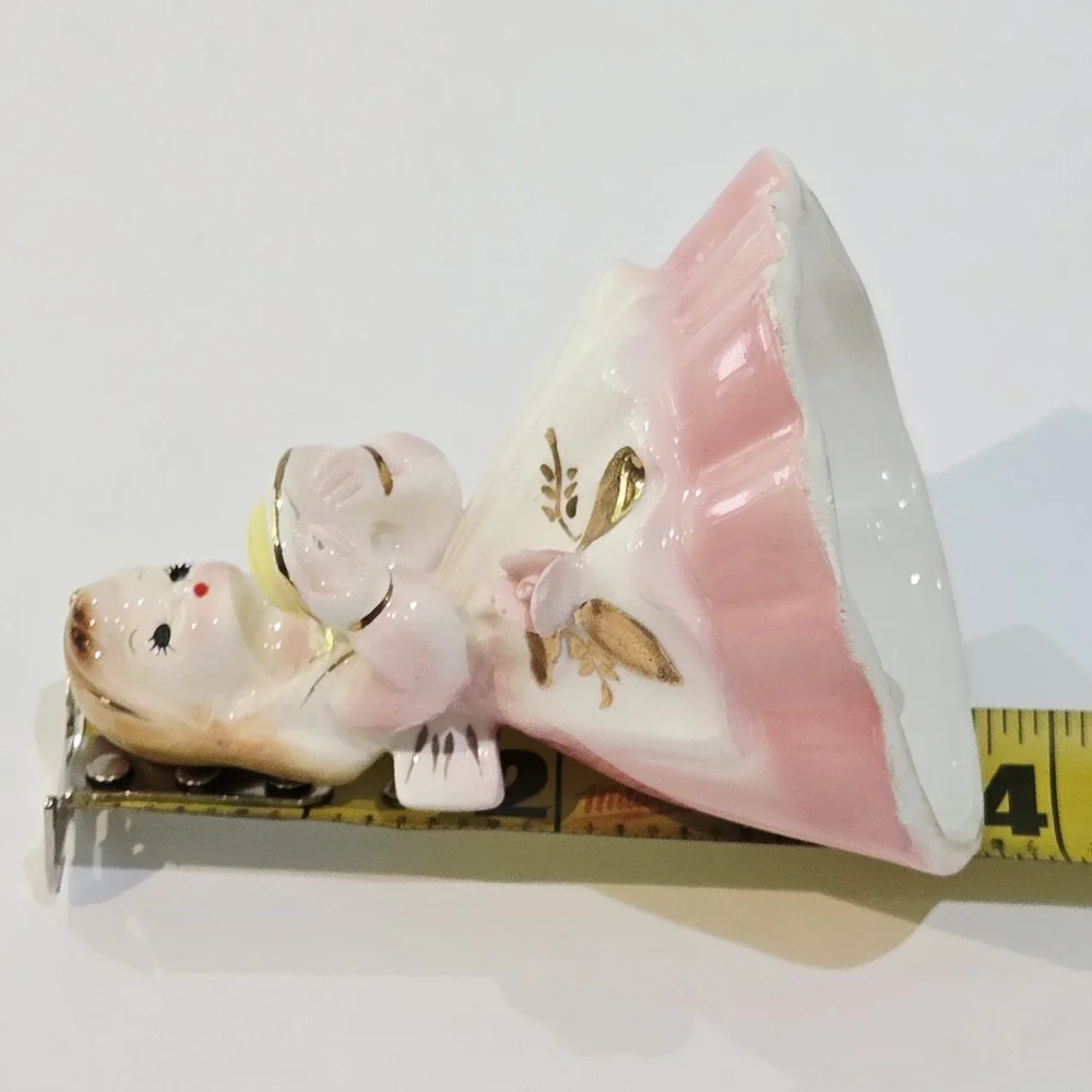 Vintage Josef Originals Pink Dinner Belle Girl with Cake Bell 1950's Beautiful
